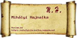 Mihályi Hajnalka névjegykártya